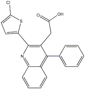 2-[2-(5-chlorothiophen-2-yl)-4-phenylquinolin-3-yl]acetic acid Struktur