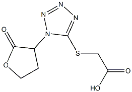 2-{[1-(2-oxooxolan-3-yl)-1H-1,2,3,4-tetrazol-5-yl]sulfanyl}acetic acid Struktur