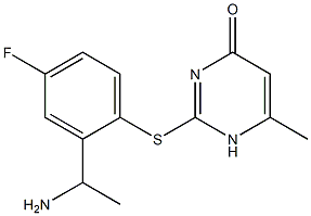 2-{[2-(1-aminoethyl)-4-fluorophenyl]sulfanyl}-6-methyl-1,4-dihydropyrimidin-4-one Struktur