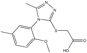 2-{[4-(2-methoxy-5-methylphenyl)-5-methyl-4H-1,2,4-triazol-3-yl]sulfanyl}acetic acid Struktur