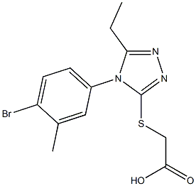 2-{[4-(4-bromo-3-methylphenyl)-5-ethyl-4H-1,2,4-triazol-3-yl]sulfanyl}acetic acid Struktur