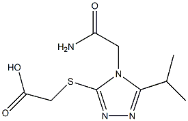 2-{[4-(carbamoylmethyl)-5-(propan-2-yl)-4H-1,2,4-triazol-3-yl]sulfanyl}acetic acid Struktur