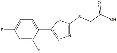 2-{[5-(2,4-difluorophenyl)-1,3,4-oxadiazol-2-yl]sulfanyl}acetic acid Struktur