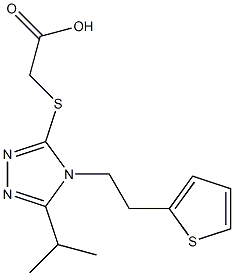 2-{[5-(propan-2-yl)-4-[2-(thiophen-2-yl)ethyl]-4H-1,2,4-triazol-3-yl]sulfanyl}acetic acid Struktur