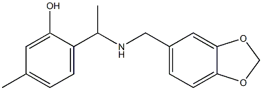 2-{1-[(2H-1,3-benzodioxol-5-ylmethyl)amino]ethyl}-5-methylphenol Struktur