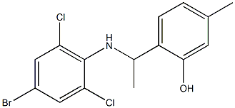 2-{1-[(4-bromo-2,6-dichlorophenyl)amino]ethyl}-5-methylphenol Struktur