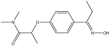 2-{4-[1-(hydroxyimino)propyl]phenoxy}-N,N-dimethylpropanamide Struktur