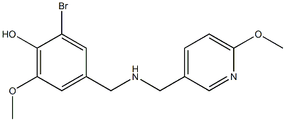 2-bromo-6-methoxy-4-({[(6-methoxypyridin-3-yl)methyl]amino}methyl)phenol Struktur