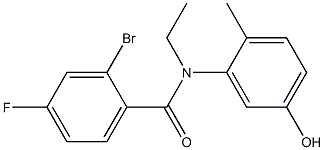 2-bromo-N-ethyl-4-fluoro-N-(5-hydroxy-2-methylphenyl)benzamide Struktur