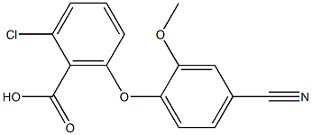 2-chloro-6-(4-cyano-2-methoxyphenoxy)benzoic acid Struktur