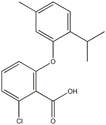 2-chloro-6-[5-methyl-2-(propan-2-yl)phenoxy]benzoic acid Struktur