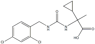 2-cyclopropyl-2-({[(2,4-dichlorophenyl)methyl]carbamoyl}amino)propanoic acid Struktur