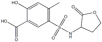 2-hydroxy-4-methyl-5-[(2-oxooxolan-3-yl)sulfamoyl]benzoic acid Struktur