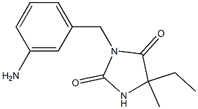 3-[(3-aminophenyl)methyl]-5-ethyl-5-methylimidazolidine-2,4-dione Struktur