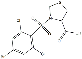 3-[(4-bromo-2,6-dichlorobenzene)sulfonyl]-1,3-thiazolidine-4-carboxylic acid Struktur