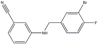 3-{[(3-bromo-4-fluorophenyl)methyl]amino}benzonitrile Struktur