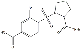 3-bromo-4-[(2-carbamoylpyrrolidine-1-)sulfonyl]benzoic acid Struktur