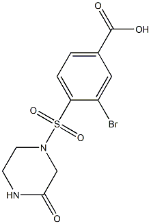 3-bromo-4-[(3-oxopiperazine-1-)sulfonyl]benzoic acid Struktur