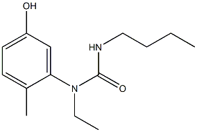 3-butyl-1-ethyl-1-(5-hydroxy-2-methylphenyl)urea Struktur