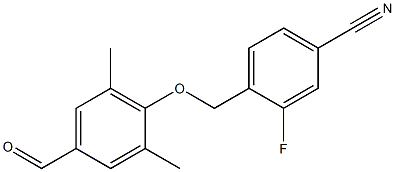 3-fluoro-4-(4-formyl-2,6-dimethylphenoxymethyl)benzonitrile Struktur