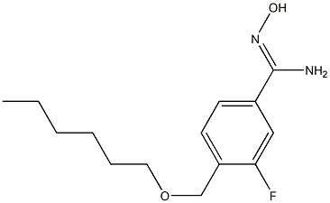 3-fluoro-4-[(hexyloxy)methyl]-N'-hydroxybenzene-1-carboximidamide Struktur