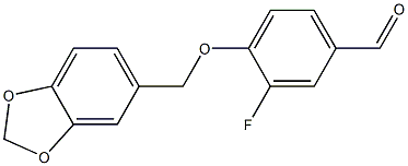 4-(2H-1,3-benzodioxol-5-ylmethoxy)-3-fluorobenzaldehyde Struktur