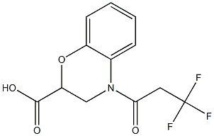 4-(3,3,3-trifluoropropanoyl)-3,4-dihydro-2H-1,4-benzoxazine-2-carboxylic acid Struktur