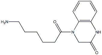 4-(6-aminohexanoyl)-1,2,3,4-tetrahydroquinoxalin-2-one Struktur