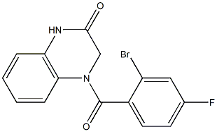 4-[(2-bromo-4-fluorophenyl)carbonyl]-1,2,3,4-tetrahydroquinoxalin-2-one Struktur