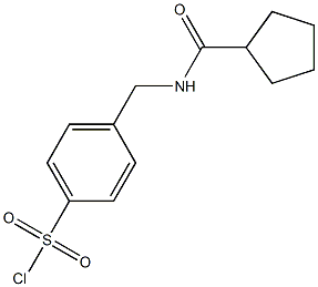 4-{[(cyclopentylcarbonyl)amino]methyl}benzenesulfonyl chloride Struktur