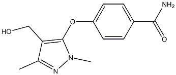 4-{[4-(hydroxymethyl)-1,3-dimethyl-1H-pyrazol-5-yl]oxy}benzamide Struktur