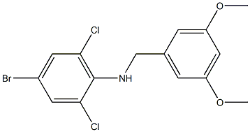 4-bromo-2,6-dichloro-N-[(3,5-dimethoxyphenyl)methyl]aniline Struktur