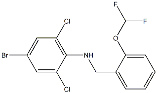 4-bromo-2,6-dichloro-N-{[2-(difluoromethoxy)phenyl]methyl}aniline Struktur