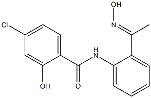 4-chloro-2-hydroxy-N-{2-[1-(hydroxyimino)ethyl]phenyl}benzamide Struktur