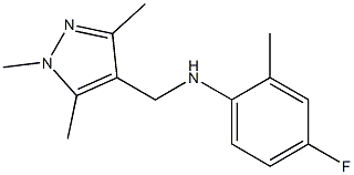 4-fluoro-2-methyl-N-[(1,3,5-trimethyl-1H-pyrazol-4-yl)methyl]aniline Struktur