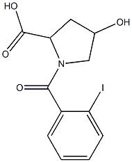 4-hydroxy-1-(2-iodobenzoyl)pyrrolidine-2-carboxylic acid Struktur