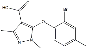 5-(2-bromo-4-methylphenoxy)-1,3-dimethyl-1H-pyrazole-4-carboxylic acid Struktur