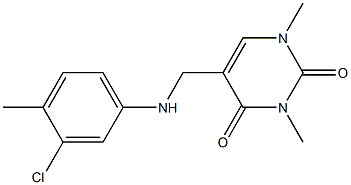 5-{[(3-chloro-4-methylphenyl)amino]methyl}-1,3-dimethyl-1,2,3,4-tetrahydropyrimidine-2,4-dione Struktur