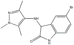 5-bromo-3-[(1,3,5-trimethyl-1H-pyrazol-4-yl)amino]-2,3-dihydro-1H-indol-2-one Struktur