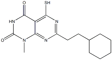 7-(2-cyclohexylethyl)-5-mercapto-1-methylpyrimido[4,5-d]pyrimidine-2,4(1H,3H)-dione Struktur