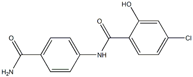 N-(4-carbamoylphenyl)-4-chloro-2-hydroxybenzamide Struktur