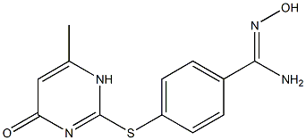 N'-hydroxy-4-[(6-methyl-4-oxo-1,4-dihydropyrimidin-2-yl)sulfanyl]benzene-1-carboximidamide Struktur