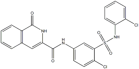 3-Isoquinolinecarboxamide,  N-[4-chloro-3-[[(2-chlorophenyl)amino]sulfonyl]phenyl]-1,2-dihydro-1-oxo- Struktur