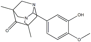 2-(3-hydroxy-4-methoxyphenyl)-5,7-dimethyl-1,3-diazatricyclo[3.3.1.1~3,7~]decan-6-one Struktur