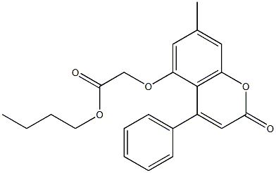 butyl [(7-methyl-2-oxo-4-phenyl-2H-chromen-5-yl)oxy]acetate Struktur