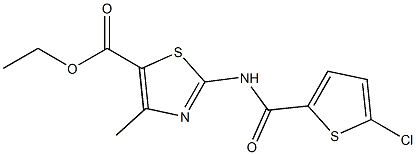 ethyl 2-{[(5-chloro-2-thienyl)carbonyl]amino}-4-methyl-1,3-thiazole-5-carboxylate Struktur