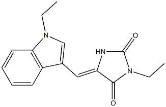 3-ethyl-5-[(1-ethyl-1H-indol-3-yl)methylene]-2,4-imidazolidinedione Struktur