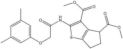 dimethyl 2-{[(3,5-dimethylphenoxy)acetyl]amino}-5,6-dihydro-4H-cyclopenta[b]thiophene-3,4-dicarboxylate Struktur