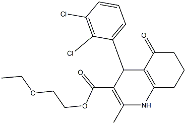 2-(ethyloxy)ethyl 4-(2,3-dichlorophenyl)-2-methyl-5-oxo-1,4,5,6,7,8-hexahydroquinoline-3-carboxylate Struktur