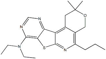 N,N-diethyl-2,2-dimethyl-5-propyl-1,4-dihydro-2H-pyrano[4'',3'':4',5']pyrido[3',2':4,5]thieno[3,2-d]pyrimidin-8-amine Struktur